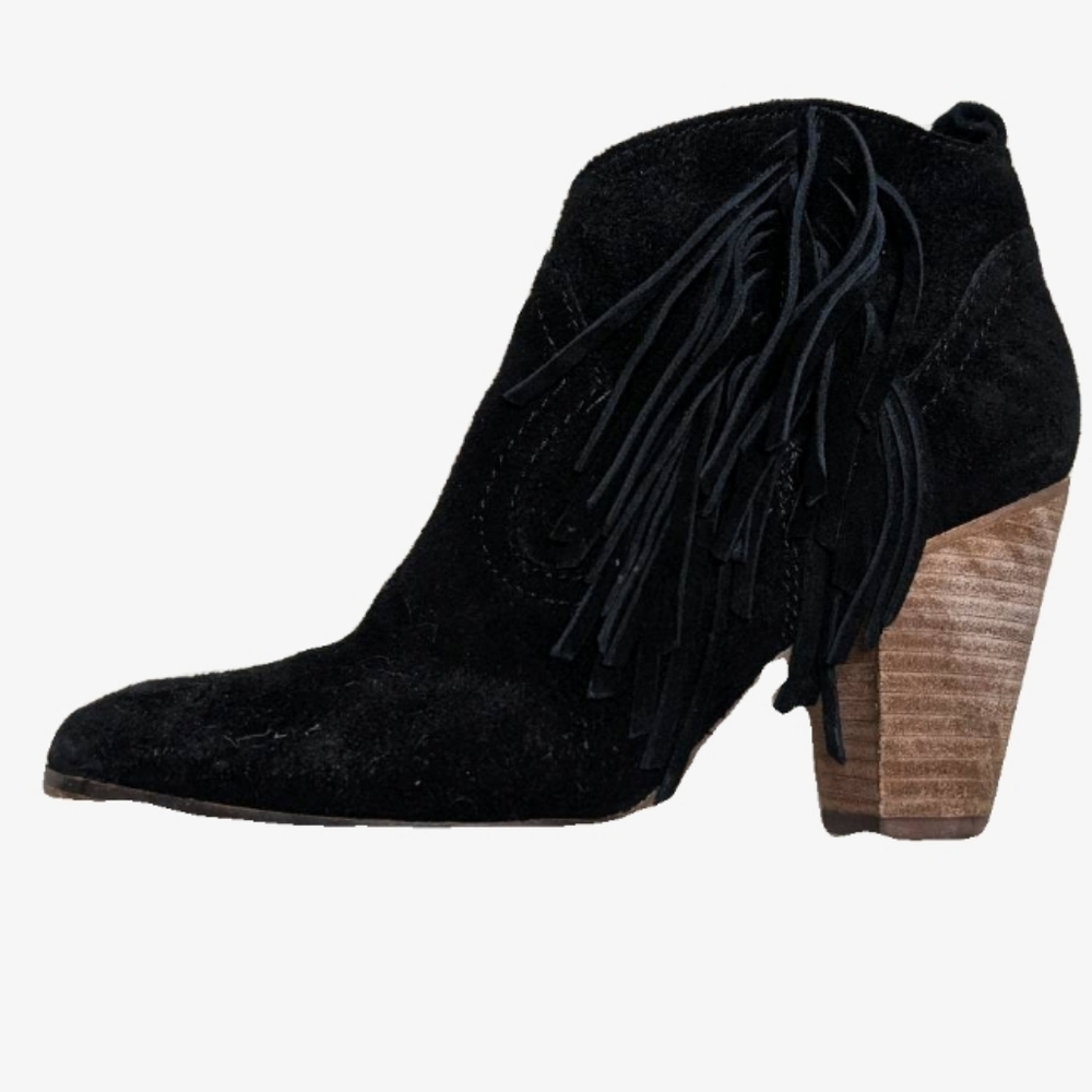 Elegant Black Ankle Booties with Fringe